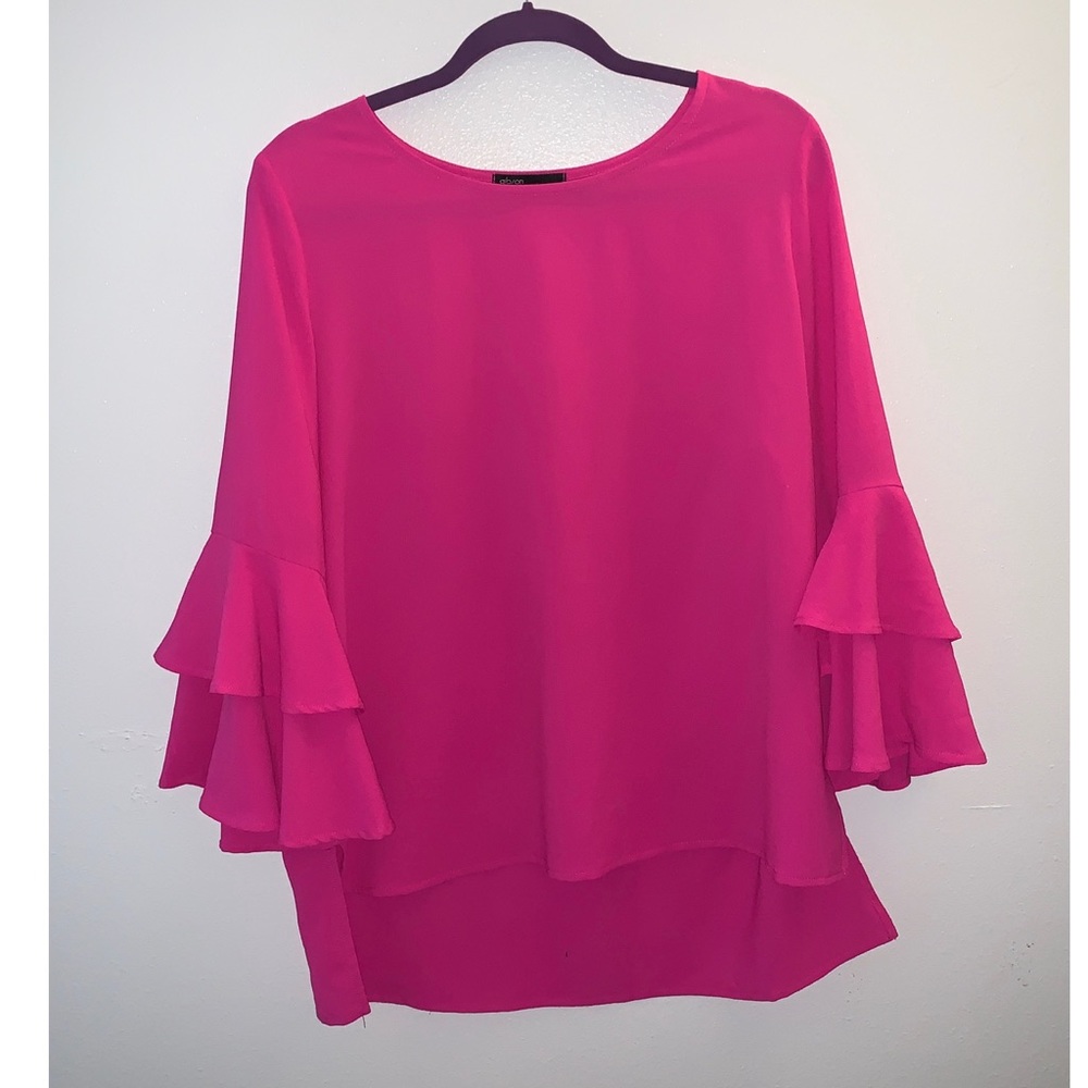 Fuchsia bell sleeve blouse
